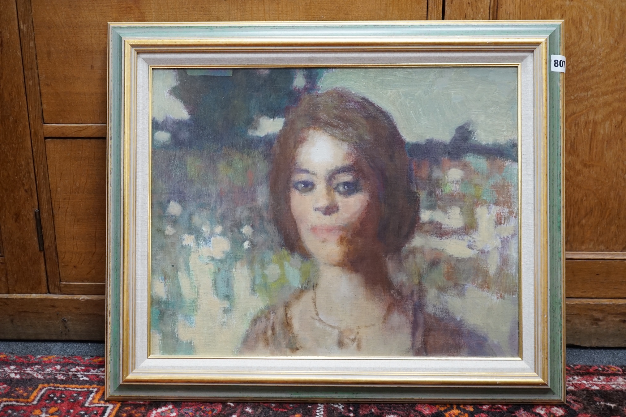 Alex C. Koolman (1907-1998), oil on board, Study of a lady, 39 x 49cm. Condition - good